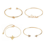 Veile Studios 4Pcs Fashion Bracelet Trigonometric Knot Love Letters Cactus Combination Suit Bracelets