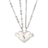 Veile Studios Creative Magnet Love Necklace 2Pcs Heartbroken Shape Men And Women Necklaces & Pendants