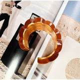 Rings Veile Studios French Vintage Resin Open Bracelet Ring Set Retro Handicraft Accessory