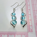 Veile Studios Bohemian Creative Curved Wavy Inlaid Hylan Cat's Eye Gemstone Swinging Earrings