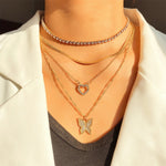 Necklaces & Pendants Veile Studios Butterfly Studded Diamond Tassel Multi Layer Pendant Necklace For Women Fashion Jewellery