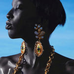 Earrings Veile Studios Diamond Leaf And Pearl Dangle With Eye Design For Women