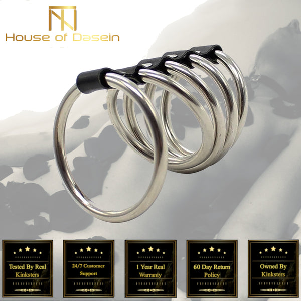 5 Metal Stainless Steel  Cage Male Chastity Device   Rings
