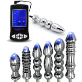 Electric Shock Metal Butt Plug Electro Play Stainless Steel Anal Beads Bdsm Kink Fetish