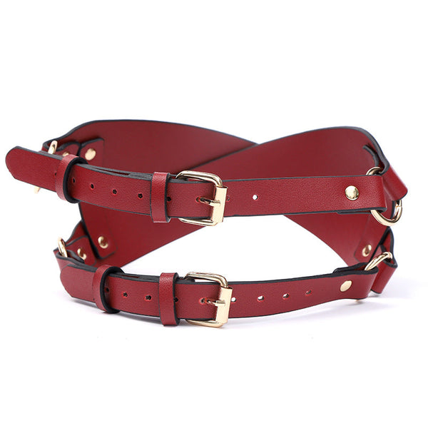 Womens Leather Pu Face Mask Fantasy Fetish Black Pink Red Fetish Masks