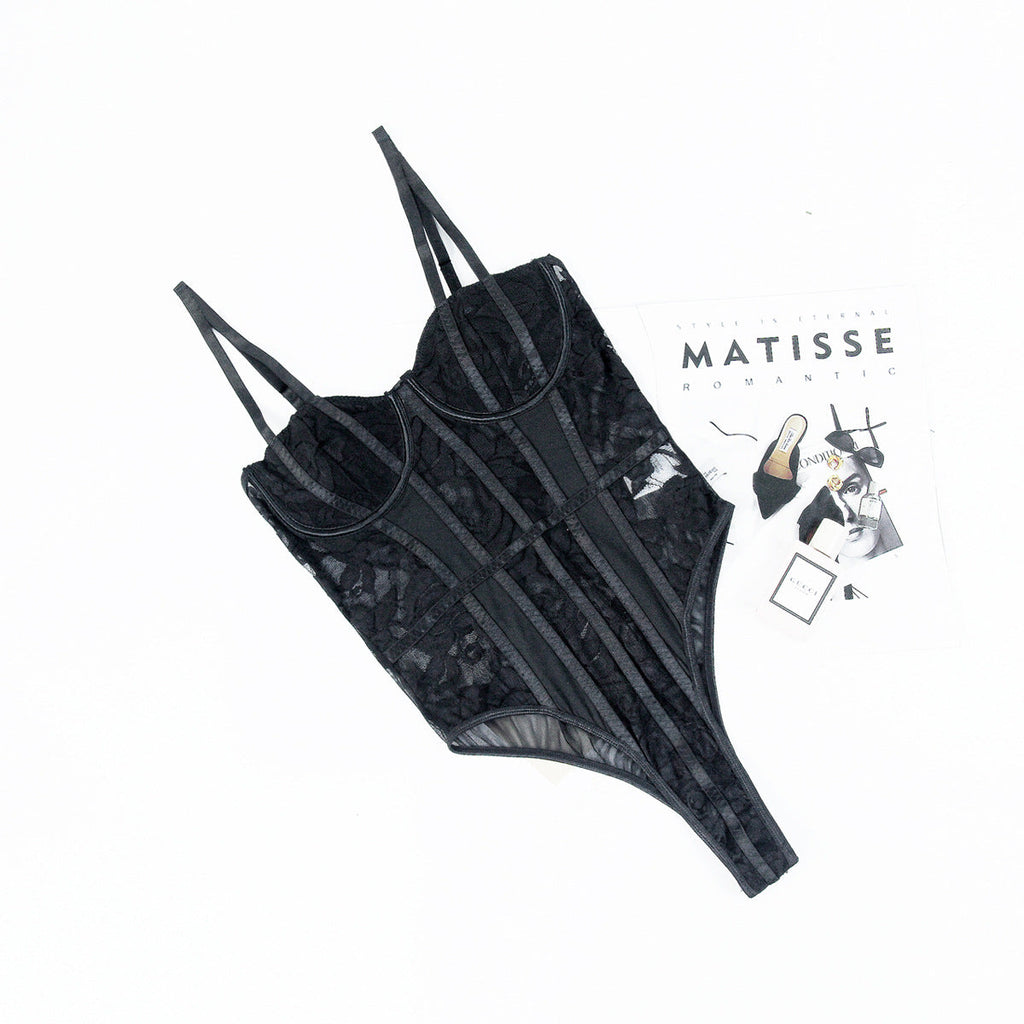 Lace Splicing Unique Street Style Jumpsuit Bodysuits