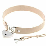 Bdsm Heart Pendant Locking Collar With Key Choker Necklace Slave Restraints