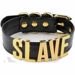Black Slave Collar With Gold Or Silver Letters Bdsm Bondage Restraints