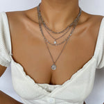 Veile Studios Chunky Gold Necklace Charm For Women Layered Silver Coin Jewelry Necklaces & Pendants
