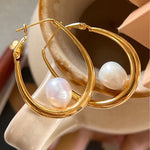 Earrings Veile Studios Large Oval Freshwater Pearl Fashion Commuting Copper Material
