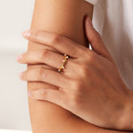 Veile Studios Titanium Steel 18K Gold Plated Irregular Inlaid White Pearl Open Ring Rings