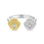 Veile Studios Silver Charm Original 18K Gold Plated Claw Print Open Ring Asymmetric Design Rings