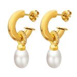 Earrings Veile Studios Imitation Pearl C Shaped Titanium Steel Non Fading Accessories