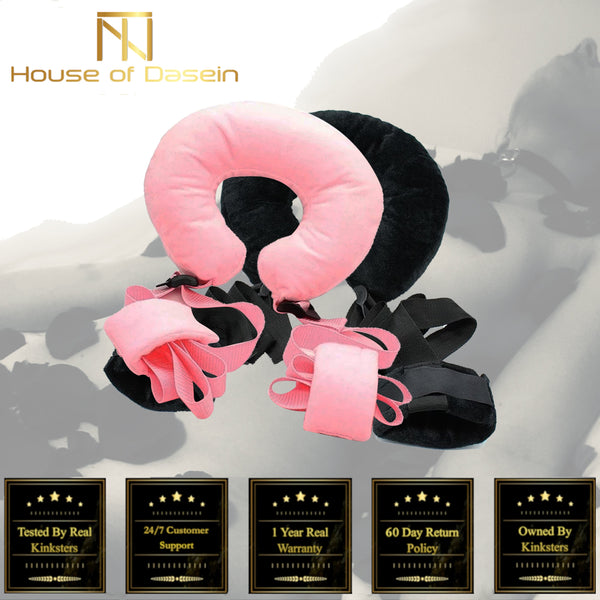Pink / Black Shape Pillow Nylon Straps And Cuffs   Restraints Restraint Kits & Sets