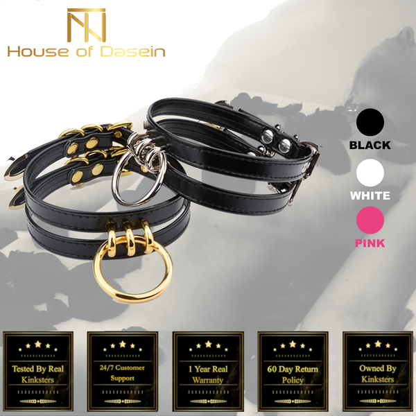 Double Caged Slave Collar Gothic Silver Gold Metal Choker Collars & Leashes