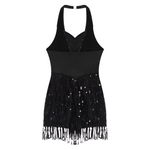 Womens Jazz Latin Dance Performance Costume Halter Backless Sequins Jumpsuit Women's Costumes