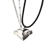 Veile Studios Creative Magnet Love Necklace 2Pcs Heartbroken Shape Men And Women Necklaces & Pendants