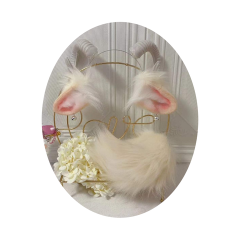 6Inch Sheep Tail Ears Collar Handmade Animal Costume Cosplay