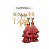 Veile Studios 6 Pairs Tassel Dangle Female Bohemian Ethnic Style 7 Earrings
