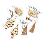 Veile Studios 6Pcs Artificial Pearl With Hollow Leaves And Woven Earrings