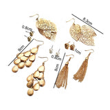 Veile Studios 6Pcs Artificial Pearl With Hollow Leaves And Woven Earrings