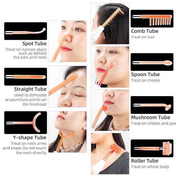 7 In 1 Electrode High Frequency Facial Machine Electric Acne Spot Remover Device Electro & Medical Play