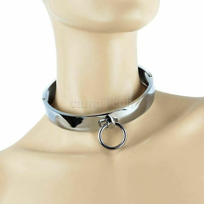Stainless Steel Metal Collar Slave Play  Neck Restraints Fetish Collars & Leashes