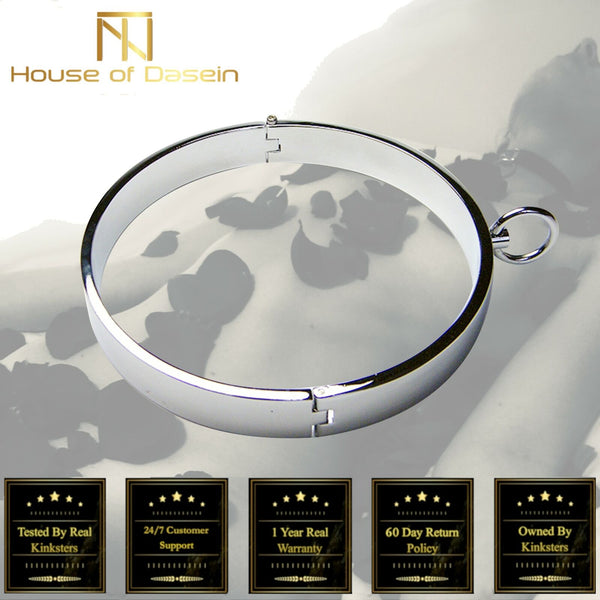 Stainless Steel Metal Collar Slave Play  Neck Restraints Fetish Collars & Leashes