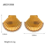 Veile Studios Scalloped Shell With Rhinestones And Titanium Steel For Women Ladies Jewelry Earrings