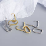 Veile Studios S925 Sterling Silver Geometric Square Paperclip Convertible Link Hoop Earrings