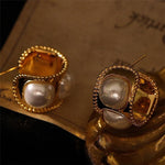 Veile Studios C Shaped Pearl Elegant Hoop Women Ladies Accessories Earrings