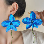 Earrings Veile Studios Enamel Drop Glaze Metal Large Flower For Artistic And Versatile Styling