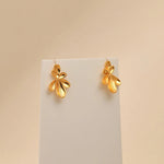 Earrings Veile Studios Irregular Three Dimensional Leaf Plated Earring In 18K Real Gold Colour