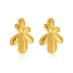 Earrings Veile Studios Irregular Three Dimensional Leaf Plated Earring In 18K Real Gold Colour