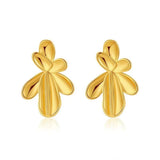 Earrings Veile Studios Irregular Three Dimensional Leaf Plated Earring In 18K Real Gold Colour