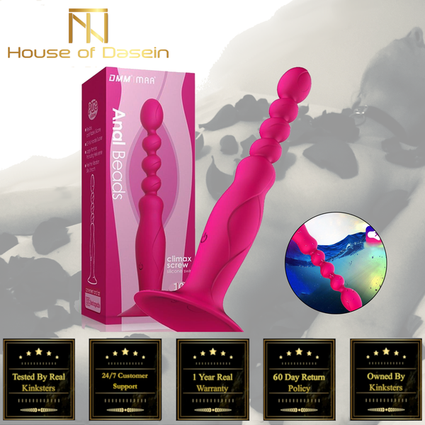 Pink  Suction Cup Vibrating Anal Beads Butt Plug Anal Balls & Beads
