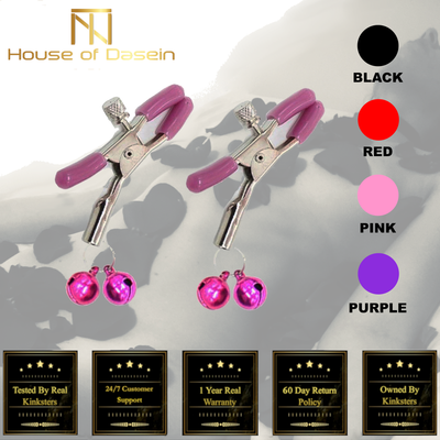 Pink Double Bells Nipple Clamps  Restraints  Kink Fetish Nipple & Clitoral Toys