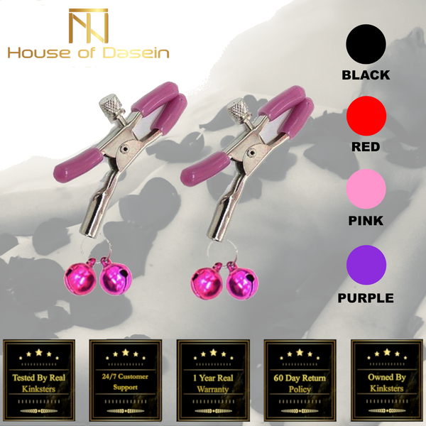 Pink Double Bells Nipple Clamps  Restraints  Kink Fetish Nipple & Clitoral Toys