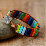 Veile Studios 7 Chakra Natural Stone Tube Beads Bracelet Bracelets