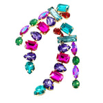 Veile Studios Water Drop Shape Colourful Glass Rhinestone Long Tassel For Women And Girls Earrings