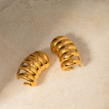 Veile Studios Stainless Steel Striped Hollow Minimalist Design High End Jewellery Earrings