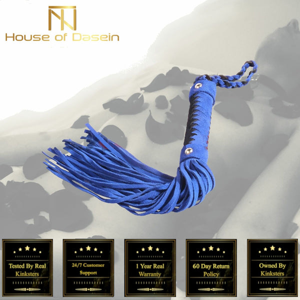 38Cm Real Leather Blue Spanking Flogger Suede Sex Whip  Impact Play Floggers
