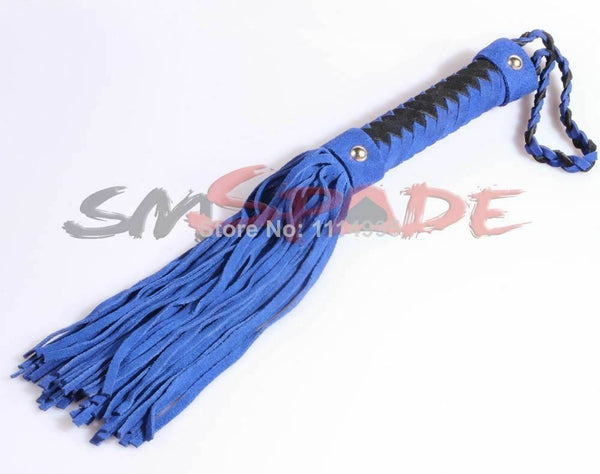 38Cm Real Leather Blue Spanking Flogger Suede Sex Whip  Impact Play Floggers