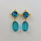 Earrings Veile Studios Middle Aged Style Blue Crystal Pendant Women's Artistic Retro
