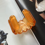 Rings Veile Studios French Vintage Resin Open Bracelet Ring Set Retro Handicraft Accessory