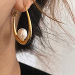 Earrings Veile Studios Large Oval Freshwater Pearl Fashion Commuting Copper Material