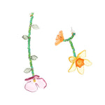 Earrings Veile Studios Personalized Asymmetric Handwoven Flower Crafted From Plastic Resin