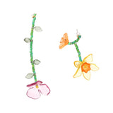 Earrings Veile Studios Personalized Asymmetric Handwoven Flower Crafted From Plastic Resin