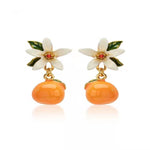 Veile Studios Citrus Gardenia Necklace Women Summer Style Sweet Cute Fruit Earrings
