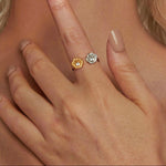 Veile Studios Silver Charm Original 18K Gold Plated Claw Print Open Ring Asymmetric Design Rings